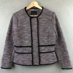 Banana Republic Tweed Collarless Jacket Blazer Women Size 4  Textured